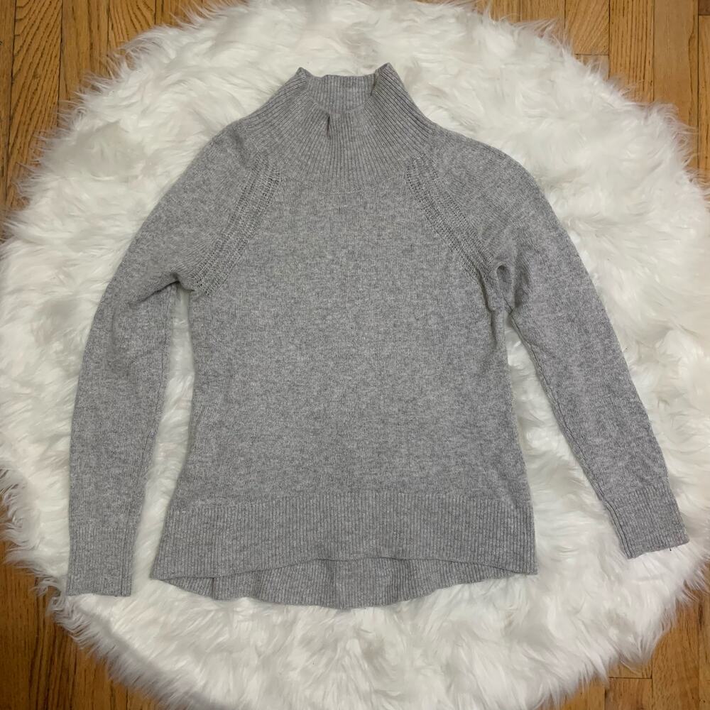 Loft gray wool blend mockneck sweater
